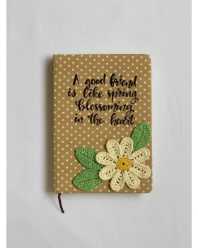 Diary with Crochet Embellished Flowers and Leaves